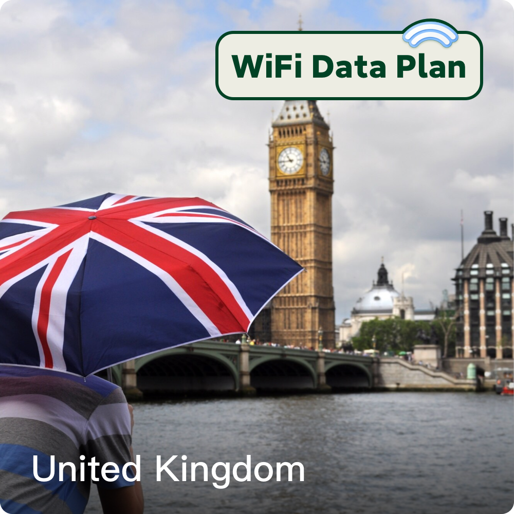 イギリス向けWiFiデータプラン – 旅行用ポータブルWiFiデータ 1日~90日間
