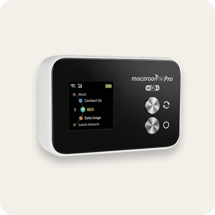 (近日発売) Macaroon SE Pro Urocomm ポータブルトラベルWiFiホットスポット – 150カ国以上でグローバルインターネット